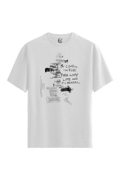 Color Luxe Women/Unisex White 100% Cotton Relaxed Fit Crew Neck Flow Custom P...