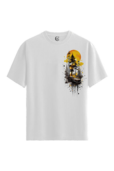 Color Luxe Men/Unisex White 100% Cotton Relaxed Fit Crew Neck Light Custom Pr...
