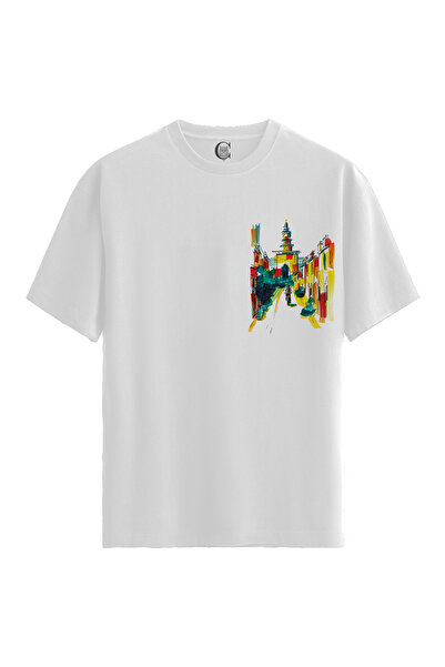 Color Luxe Men/Unisex White 100% Cotton Relaxed Fit Crew Neck Solitude Custom...