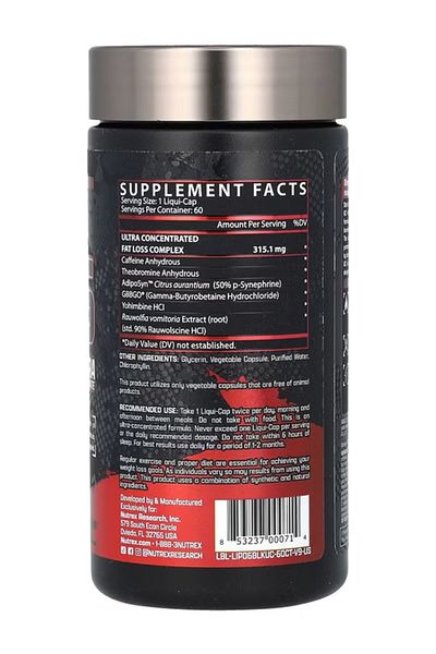 Nutrex Research Lipo 6 Black Ultra Concentrate Dietary Supplement, 60 Capsules