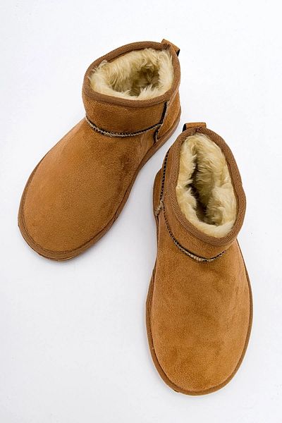 FootFrenzy Women's Suede Fur Inside Low Sole Ankle Short Women's Boots&Bootie Brown