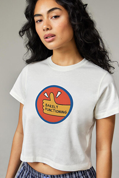 Tee&more. Barely Functioning Printed Premium Regular Fit Crop T-Shirt
