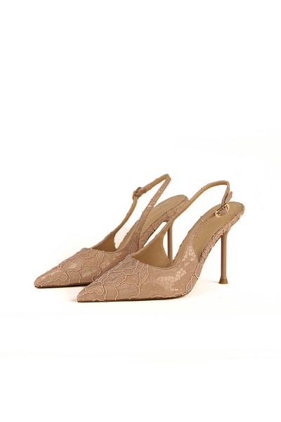 Letafia Dalida Patent Leather Lace Detailed Heeled Shoes