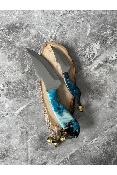 empressnaturalstone Epoksi Mavi-Siyah Babalı Oğullu Kamp Bıçağı – Kılıflı, 2’...