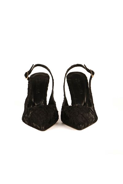 Letafia Dalida Patent Leather Lace Detailed Heeled Shoes