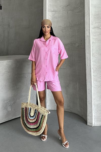 İstangül Butik Strawberry Breeze Strawberry Woven Shorts Summer Suit