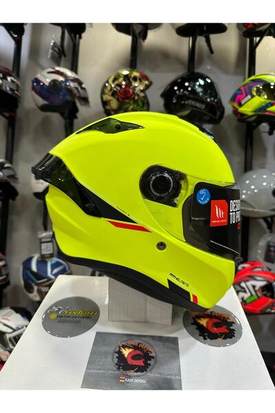 MT Helmets Targo S Solid A3 Mat Neon Kapalı Motosiklet Kaskı