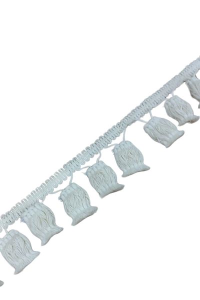 LacyLadyZarifveŞık Pompom Tassel Cotton Width 5 cm Cream 5 Meters