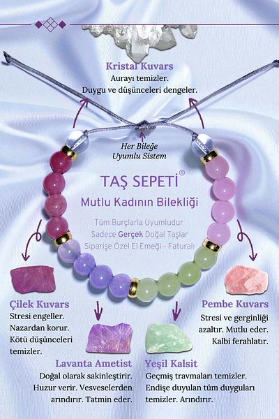 TAŞ SEPETİ Happy Woman's Bracelet Special Design Natural Stone Women's Bracelet
