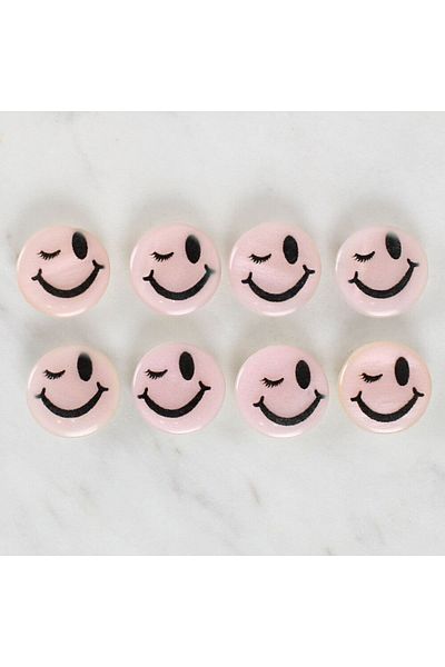MERGEN STORE مجموعة من 8 أزرار للوجه المبتسم من لورين كرافتز - 1026