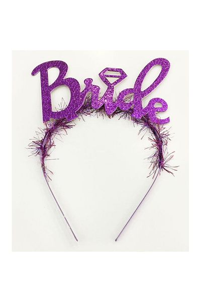 Skygo Purple color bachelorette party italic font bride crown with wedding ring