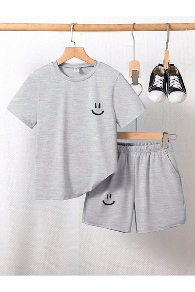 Mella&Co Men's T-Shirt Shorts - T-Shirt Bottom Top Set Printed Crew Neck