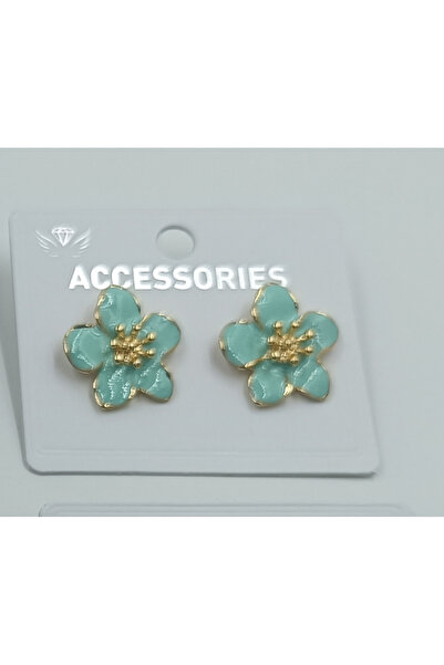La Clarte Women's Gold Color Turquoise Flower Model Earrings – Vibrant and Elegant Design