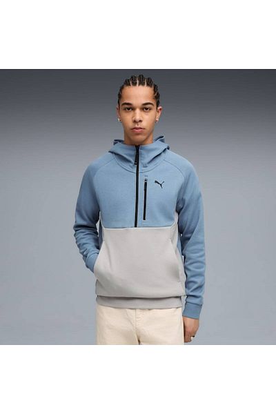 Puma Hanorac cu glugă cu jumătate de fermoar Pumatech albastru pentru bărbați 688044-34
