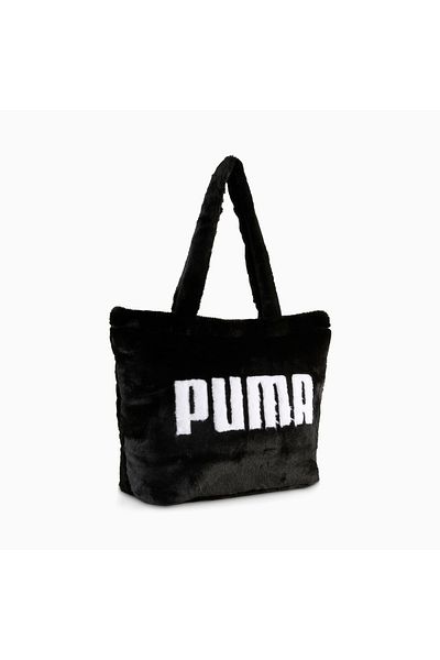 Puma Women's Black up Faux Fur Shopper Shoulder Bag 091712-01