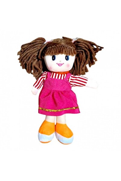 OEM Păpușă textilă cu detalii brodate, rochie roz, 28 cm