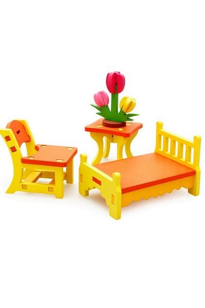 wood toys Wooden Dollhouse Furniture - Bedroom