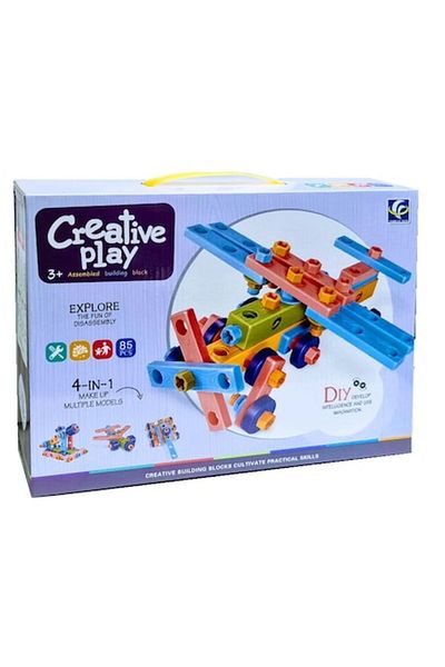 OEM Construction Game with Screws and Nuts, 4 in 1, Airplane, Creative Play, Medium Difficulty, 85 Piece