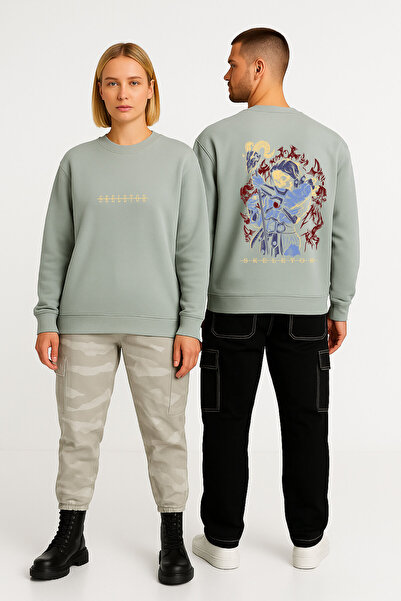 By Caspita Fashion Lenithra He-Man Skeletor Anime με στάμπα Unisex Oversize γκρι φούτερ