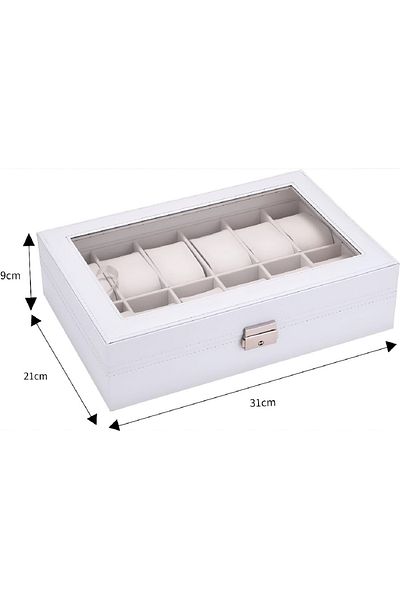 rexa 12-Slot Watch Box Organizer – Jewelry Display Case (36 x 26 x 13 cm) for Men's & Women's Watches