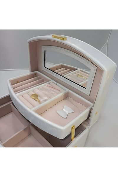 rexa 3-Layer Jewelry Organizer Box – Earring, Necklace & Ring Storage Case (32D x 8W x 8H cm)