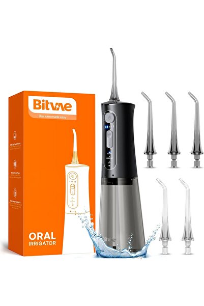 Bitvae جهاز تنظيف الأسنان بالماء الاحترافي، محمول بسعة 260 مل، 3 رؤوس تنظيف