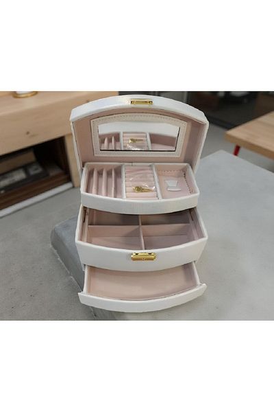rexa 3-Layer Jewelry Organizer Box – Earring, Necklace & Ring Storage Case (32D x 8W x 8H cm)