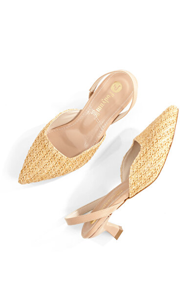 Ayakkabı Podyumum '' ÖYKÜ '' سجادة منقوشة بمقدمة مدببة وظهر مفتوح مطاطي بكعب ...