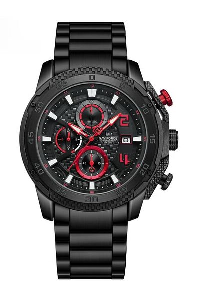 Naviforce Chronograph Sports Watch with Multi Function Display Stainless Steel Strap Water Resistant Timepiece