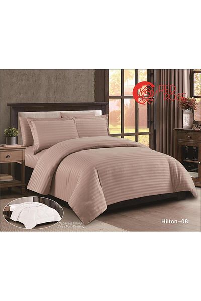 Red Rose Redrose Hotel Double Bedspread Set, High Quality, Movable Filling, 240 x 260 cm - White