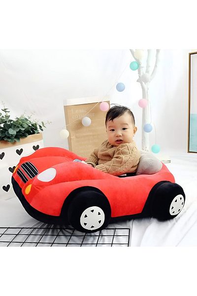 rexa Car-Shaped Baby Floor Seat – Soft Plush Infant Sitting Chair (56.6 x 48 x 19 cm) for Boys & Girls