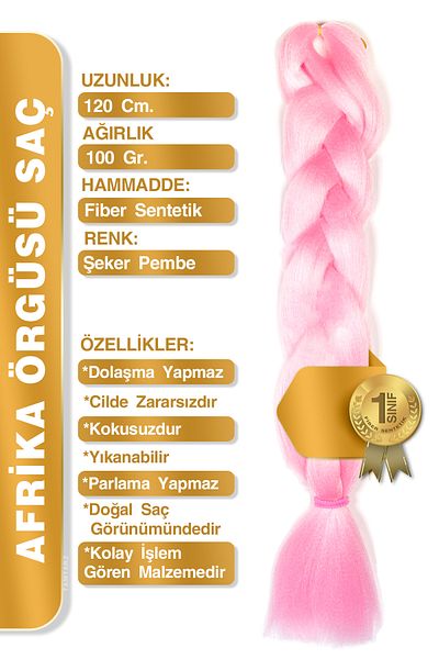 TAM TARZ Fiber Synthetic Hair for African Braid Rasta and Box Braid - Candy Pink