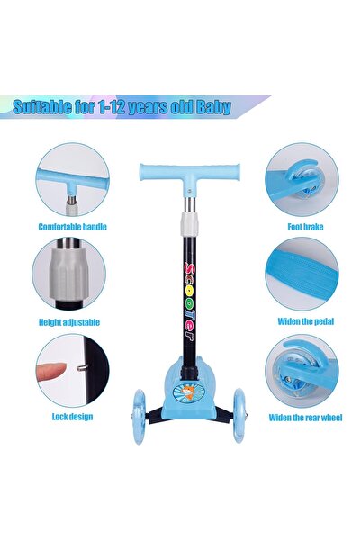 rexa سكوتر ركل بثلاث عجلات قابل للتعديل للأطفال - رحلة آمنة وممتعة في الهواء الطلق