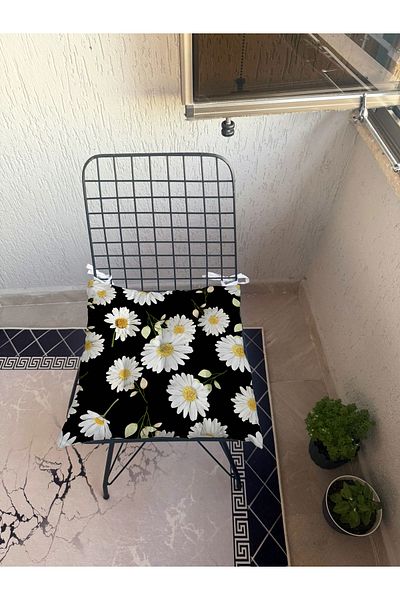 yok yok evim eve dair her şey 9-Piece Stylish Flower Patterned Fluffy Living Room Balcony Garden Kitchen Chair Cushion