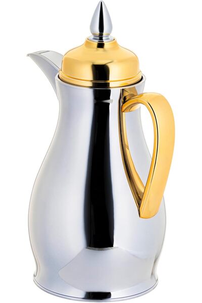 ALSAIF Nwahl Coffee Vacuum Flask, leak-proof and keeps drinks hot, 0.5Liter, Chrome/gold