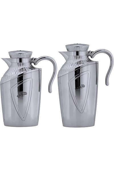 ALSAIF 2-Pieces Coffee and Tea Vacuum Flask, leak-proof and keeps drinks hot, 1Liter/ 0.7Liter, Chro