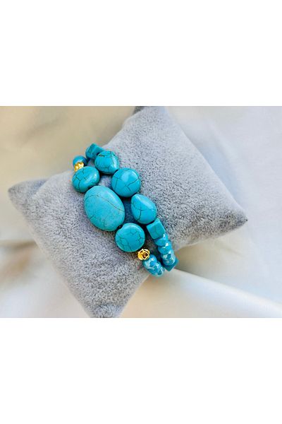 COCOSH TAKI Multi-Komnsh Bracelet with Turquoise Natural Stone and Crystal Stone