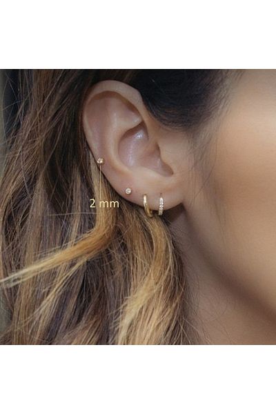 Heppii Tektaş Surgical Steel Piercing Tragus Helix Cartilage Conch Gold Color 6 mm (2 Pieces)