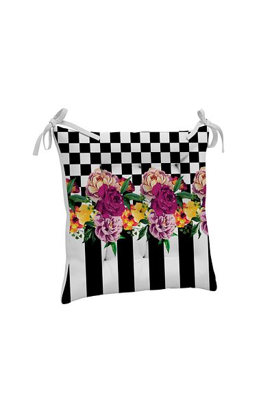 yok yok evim eve dair her şey 9-Piece Stylish Flower Patterned Fluffy Living Room Balcony Garden Kitchen Chair Cushion