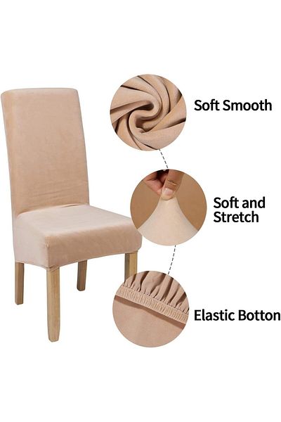 Homaxy Set of 4 Velvet Chair Covers, Elastic Chair Covers