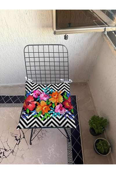 yok yok evim eve dair her şey 9-Piece Stylish Flower Patterned Fluffy Living Room Balcony Garden Kitchen Chair Cushion