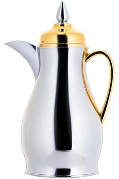 ALSAIF Nwahl Coffee Vacuum Flask, Leak-proof and Keeps Drinks Hot, 1 Liter, Chrome/Gold