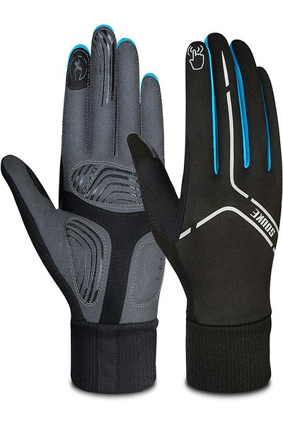 OEM Souke Sports unisex cycling gloves, size S, for touchscreen, textile, black, blue