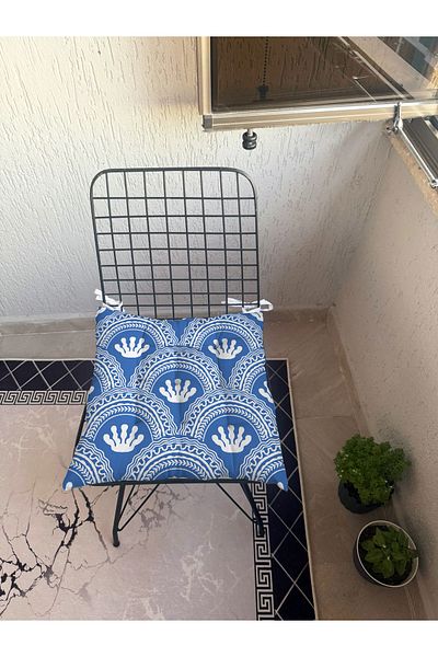 yok yok evim eve dair her şey 9-Piece Sea Themed Patterned Fluffy Living Room Balcony Garden Kitchen Chair Cushion