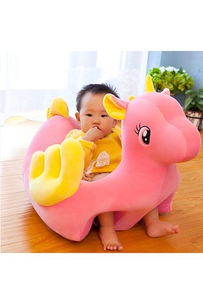 rexa Soft Plush Unicorn-Shaped Foot Stool – Kids' Decorative Ottoman (40W x 20H x 25D cm)
