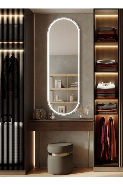 Taimi 90x60cm Oval Makeup Mirror with Front and Back LED Light, Makeup Mirror Suitable for Dressing Room