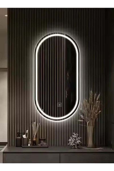 Taimi 80x50cm Oval Makeup Mirror with Front and Back LED Light, Makeup Mirror Suitable for Dressing Room