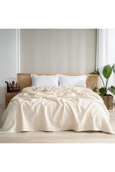 MYLASA HOME Waffle Pike Bedspread Single - 100% Cotton Lightweight 4 Season Use High Quality Pikes