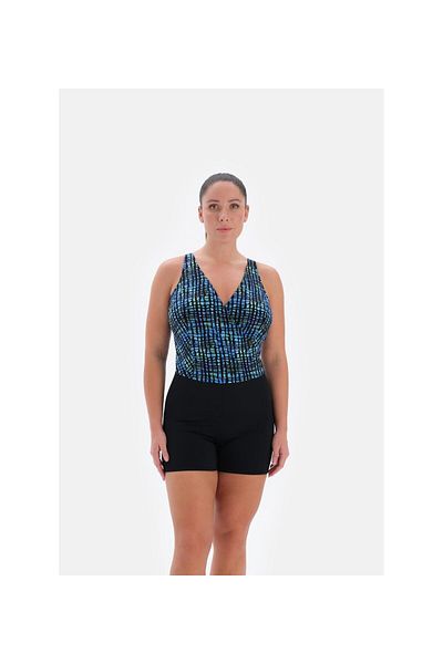 Eros Recoil Large Size Women's One Piece Swimsuit with Shorts
