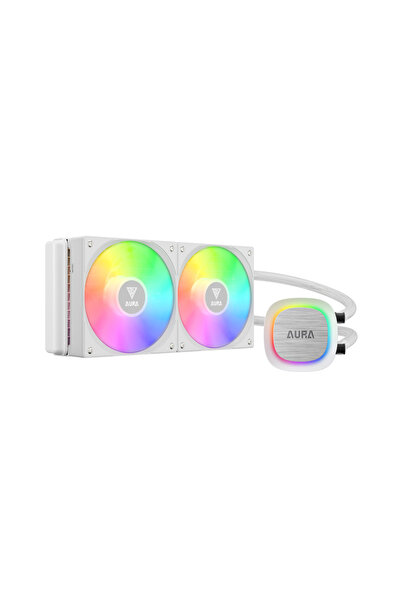 gamdias AURA GL240 V2 WH، الإصدار الأبيض، 240 مم، RGB، مروحتان، تبريد سائل لو...